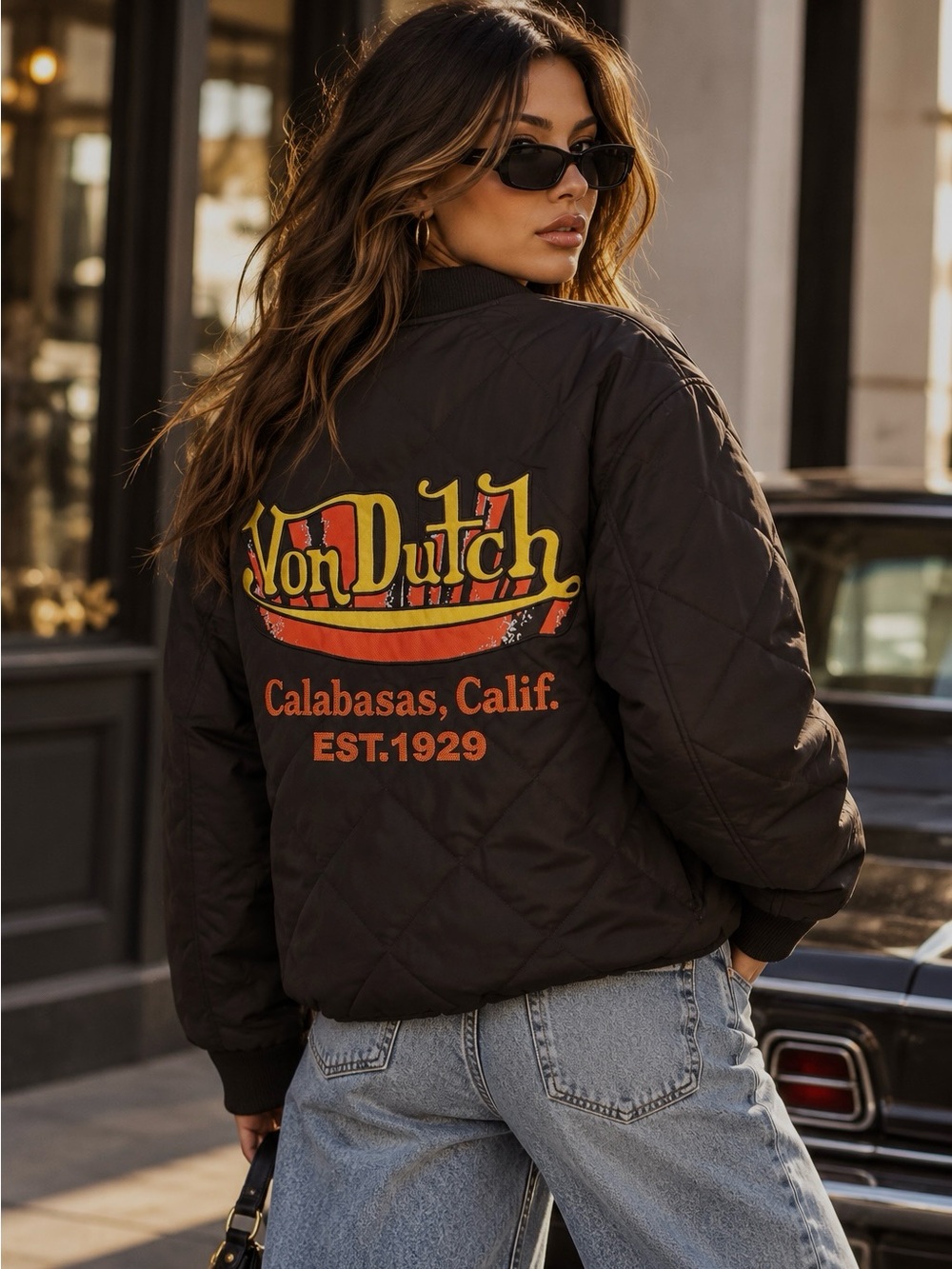 Von Dutch Original Quilted Bomber Jacket Y2K